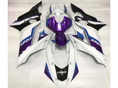 Purple and Gloss White 2017-2019 Yamaha R6 Motorcycle Fairings