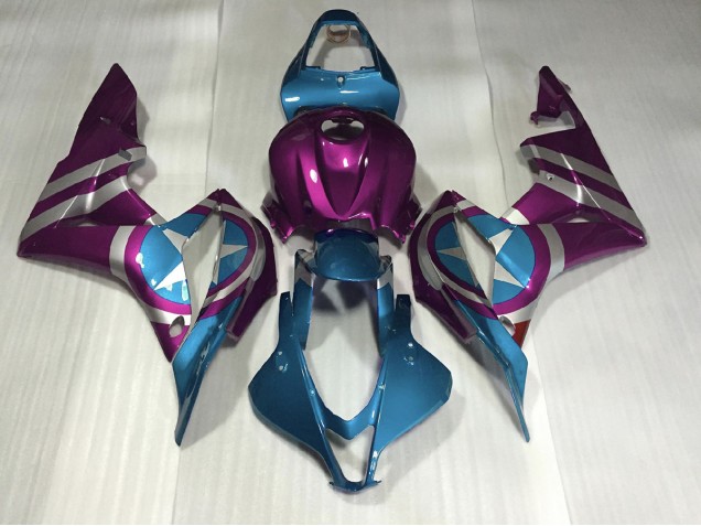 Purple and Light Blue Captain America 2007-2008 Honda CBR600RR Motorcycle Fairings Purple and Light Blue Captain America 2007-2008 Honda CBR600RR Motorcycle Fairings