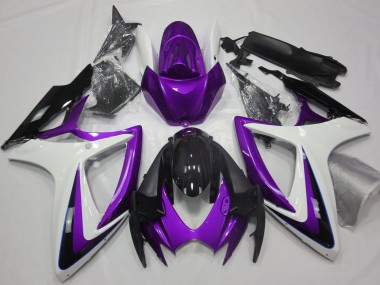 Purple & White Debadged 2006-2007 Suzuki GSXR 600-750 Motorcycle Fairings