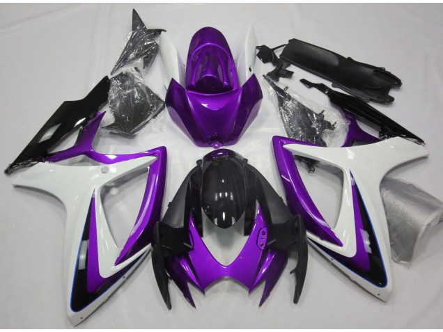 Purple & White Debadged 2006-2007 Suzuki GSXR 600-750 Motorcycle Fairings Purple & White Debadged 2006-2007 Suzuki GSXR 600-750 Motorcycle Fairings