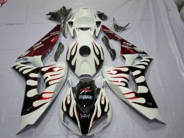 Red and Black Flame 2006-2007 Honda CBR1000RR Motorcycle Fairings