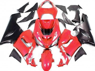 Red and Matte Black 2005-2006 Kawasaki ZX6R Motorcycle Fairings