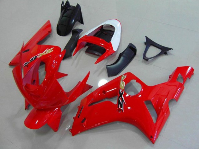 Red and White 2003-2004 Kawasaki ZX6R Motorcycle Fairings Red and White 2003-2004 Kawasaki ZX6R Motorcycle Fairings