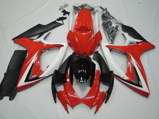 Red and White 2006-2007 Suzuki GSXR 600-750 Motorcycle Fairings Red and White 2006-2007 Suzuki GSXR 600-750 Motorcycle Fairings