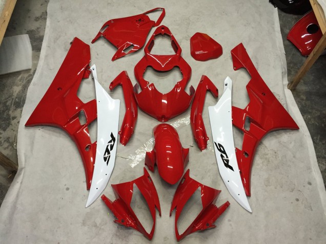 Red and White C2W 2006-2007 Yamaha R6 Motorcycle Fairings Red and White C2W 2006-2007 Yamaha R6 Motorcycle Fairings