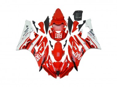 Red and White Star Fiat 2006-2007 Yamaha R6 Motorcycle Fairings