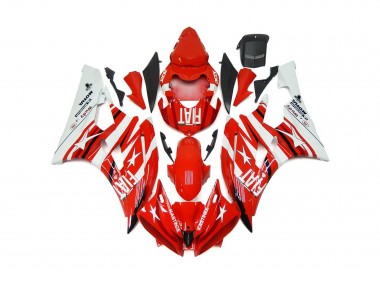 Red and White Star Fiat 2006-2007 Yamaha R6 Motorcycle Fairings