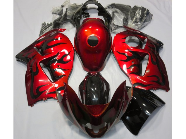 Red & Black Flame 1997-2007 Suzuki GSXR 1300 Motorcycle Fairings Red & Black Flame 1997-2007 Suzuki GSXR 1300 Motorcycle Fairings