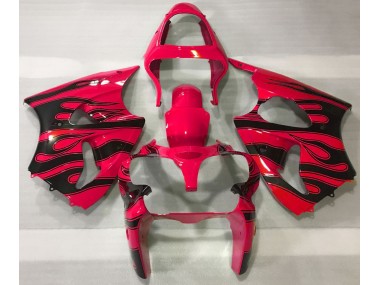 Red & Black Flame 2000-2002 Kawasaki ZX6R Motorcycle Fairings