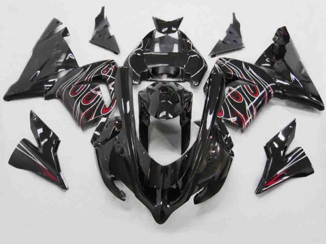Red Black Flame 2004-2005 Kawasaki ZX10R Motorcycle Fairings Red Black Flame 2004-2005 Kawasaki ZX10R Motorcycle Fairings