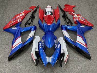 Red Blue and White Gloss Custom Style 2008-2010 Suzuki GSXR 600-750 Motorcycle Fairings