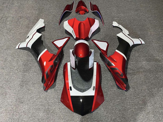 Red & Carbon Fiber Accents 2015-2019 Yamaha R1 Motorcycle Fairings Red & Carbon Fiber Accents 2015-2019 Yamaha R1 Motorcycle Fairings