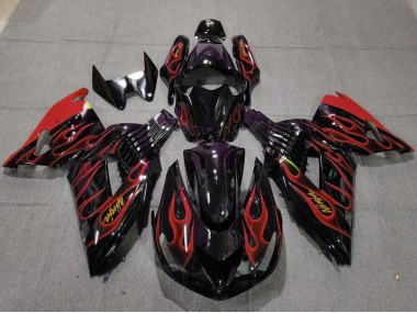 Red Flame 2006-2011 Kawasaki ZX14R Motorcycle Fairings