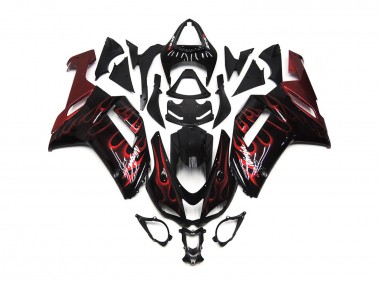 Red Gloss Flame 2007-2008 Kawasaki ZX6R Motorcycle Fairings