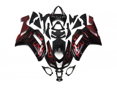 Red Gloss Flame 2007-2008 Kawasaki ZX6R Motorcycle Fairings