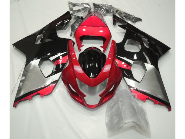 Red Silver and Black 2004-2005 Suzuki GSXR 600-750 Motorcycle Fairings Red Silver and Black 2004-2005 Suzuki GSXR 600-750 Motorcycle Fairings