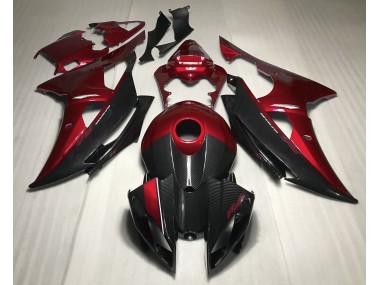 Red w Carbon Style 2008-2016 Yamaha R6 Motorcycle Fairings