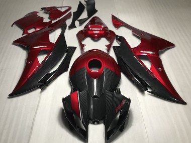 Red w Carbon Style 2008-2016 Yamaha R6 Motorcycle Fairings