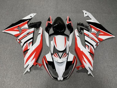 Red White and Black Zag 2009-2012 Kawasaki ZX6R Motorcycle Fairings