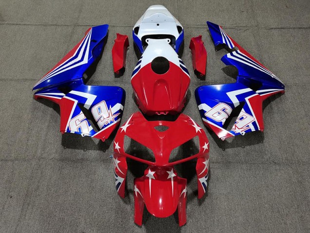 Red White and Blue 69 2005-2006 Honda CBR600RR Motorcycle Fairings Red White and Blue 69 2005-2006 Honda CBR600RR Motorcycle Fairings