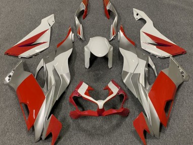 Red White and Silver 2019-2020 Kawasaki ZX6R Motorcycle Fairings