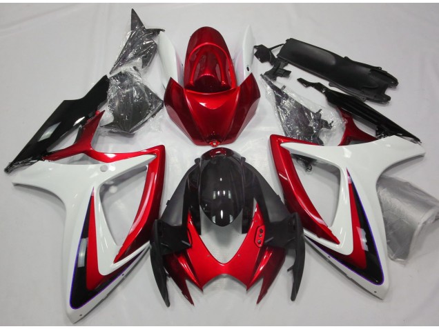 Red & White Debadged 2006-2007 Suzuki GSXR 600-750 Motorcycle Fairings Red & White Debadged 2006-2007 Suzuki GSXR 600-750 Motorcycle Fairings