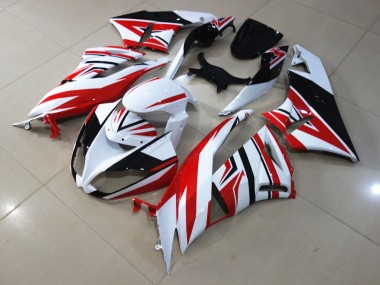Red White Zagg 2009-2012 Kawasaki ZX6R Motorcycle Fairings