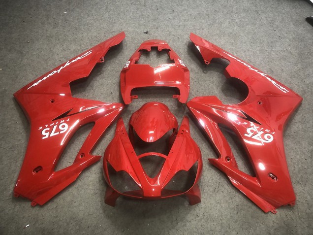 Red with White Decals 2006-2008 Triumph Daytona 675 Motorcycle Fairings Red with White Decals 2006-2008 Triumph Daytona 675 Motorcycle Fairings