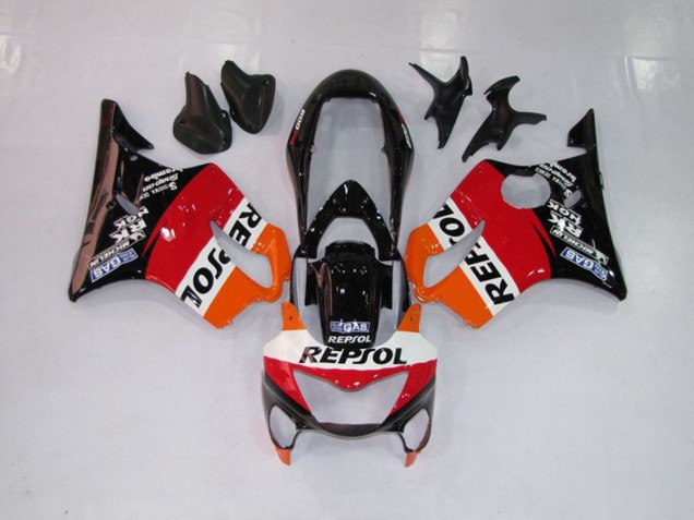 Repsol Red Orange and Black 1999-2000 Honda CBR600 F4 Motorcycle Fairings Repsol Red Orange and Black 1999-2000 Honda CBR600 F4 Motorcycle Fairings