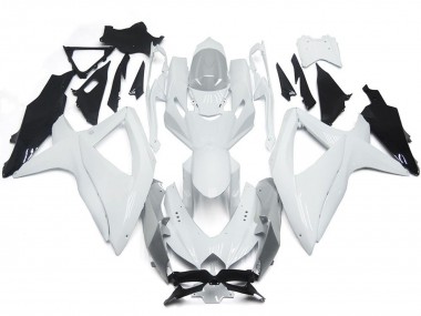 Shining Gloss White With Silver 2008-2010 Suzuki GSXR 600-750 Motorcycle Fairings