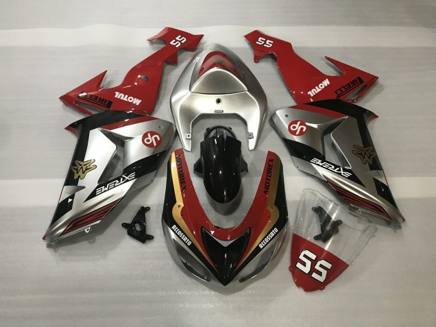 Shiny Silver & Red 2006-2007 Kawasaki ZX10R Motorcycle Fairings Shiny Silver & Red 2006-2007 Kawasaki ZX10R Motorcycle Fairings