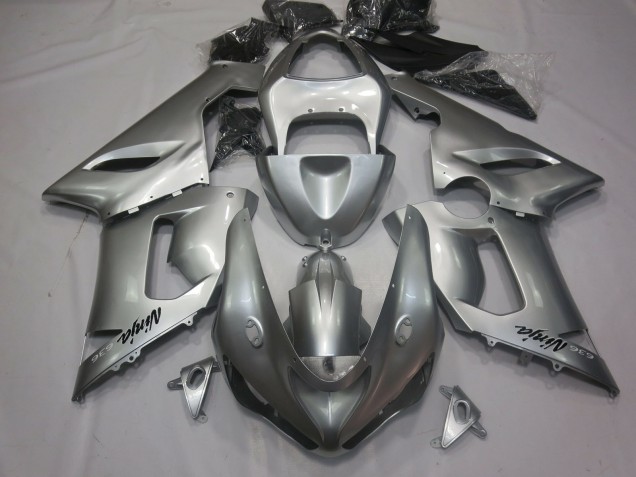 Silver 2005-2006 Kawasaki ZX6R Motorcycle Fairings Silver 2005-2006 Kawasaki ZX6R Motorcycle Fairings