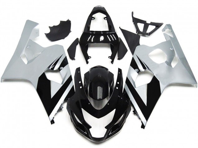 Silver and Black Gloss OEM Style 2004-2005 Suzuki GSXR 600-750 Motorcycle Fairings Silver and Black Gloss OEM Style 2004-2005 Suzuki GSXR 600-750 Motorcycle Fairings