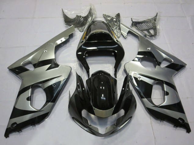 Silver and Black OEM Style 2000-2002 Suzuki GSXR 1000 Motorcycle Fairings Silver and Black OEM Style 2000-2002 Suzuki GSXR 1000 Motorcycle Fairings