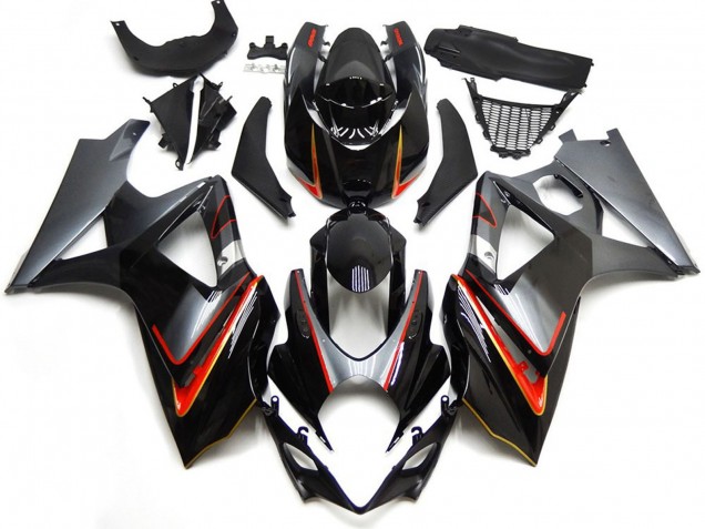 Silver and Black with Red 2007-2008 Suzuki GSXR 1000 Motorcycle Fairings Silver and Black with Red 2007-2008 Suzuki GSXR 1000 Motorcycle Fairings