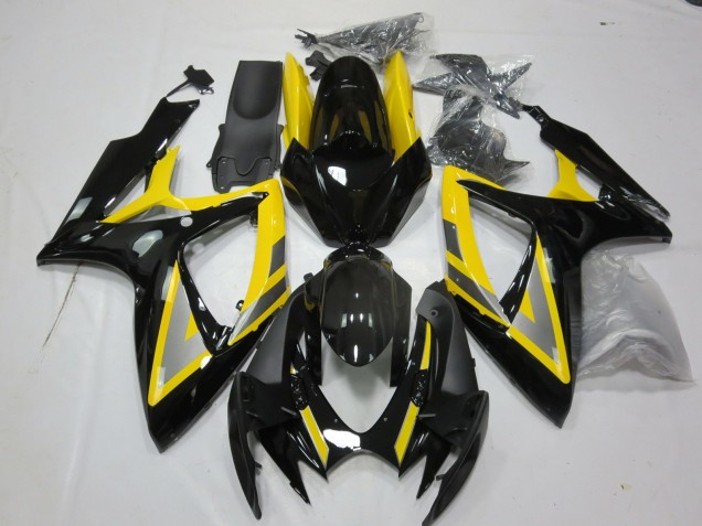 Silver and Black Yellow 2006-2007 Suzuki GSXR 600-750 Motorcycle Fairings Silver and Black Yellow 2006-2007 Suzuki GSXR 600-750 Motorcycle Fairings