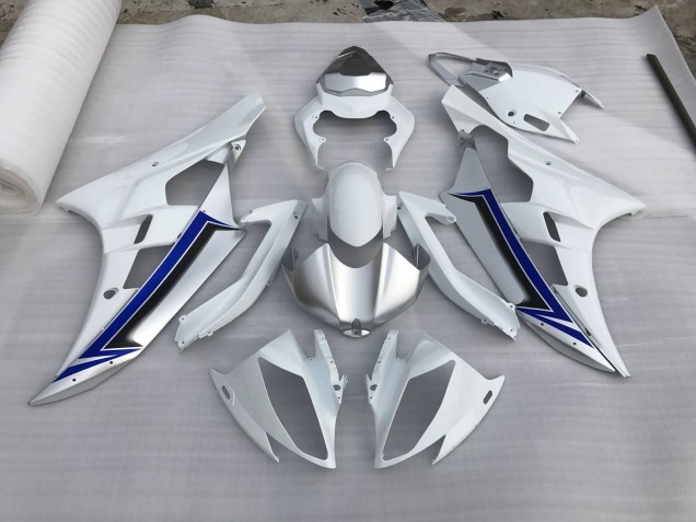Silver and Blue 2006-2007 Yamaha R6 Motorcycle Fairings Silver and Blue 2006-2007 Yamaha R6 Motorcycle Fairings