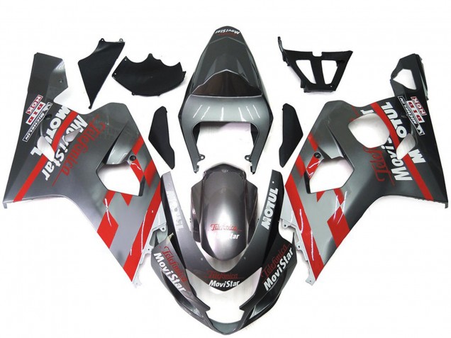 Silver and Red MoiStar 2004-2005 Suzuki GSXR 600-750 Motorcycle Fairings Silver and Red MoiStar 2004-2005 Suzuki GSXR 600-750 Motorcycle Fairings