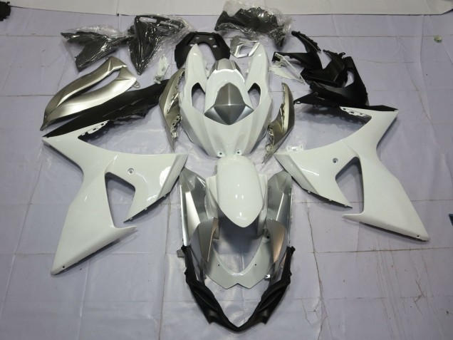 Silver and White 2009-2016 Suzuki GSXR 1000 Motorcycle Fairings Silver and White 2009-2016 Suzuki GSXR 1000 Motorcycle Fairings