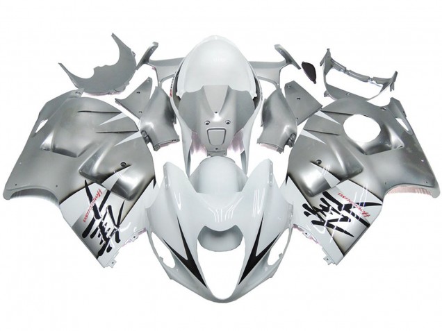 Silver and White Gloss OEM Style 1997-2007 Suzuki GSXR 1300 Motorcycle Fairings Silver and White Gloss OEM Style 1997-2007 Suzuki GSXR 1300 Motorcycle Fairings