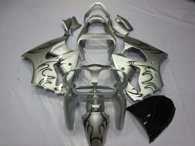 Silver Flame 2000-2002 Kawasaki ZX6R Motorcycle Fairings Silver Flame 2000-2002 Kawasaki ZX6R Motorcycle Fairings
