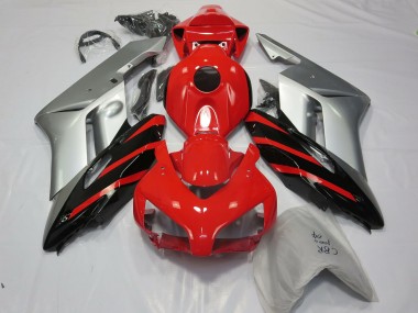 Silver Red and Black 2004-2005 Honda CBR1000RR Motorcycle Fairings