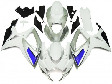 Silver White and Blue Gloss Style 2006-2007 Suzuki GSXR 600-750 Motorcycle Fairings