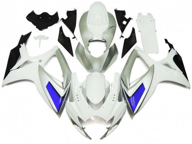 Silver White and Blue Gloss Style 2006-2007 Suzuki GSXR 600-750 Motorcycle Fairings Silver White and Blue Gloss Style 2006-2007 Suzuki GSXR 600-750 Motorcycle Fairings