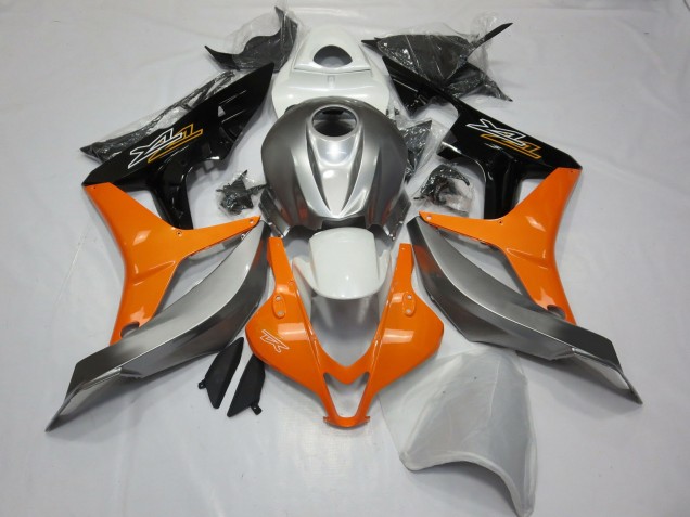 Silver White and Orange 2007-2008 Honda CBR600RR Motorcycle Fairings Silver White and Orange 2007-2008 Honda CBR600RR Motorcycle Fairings