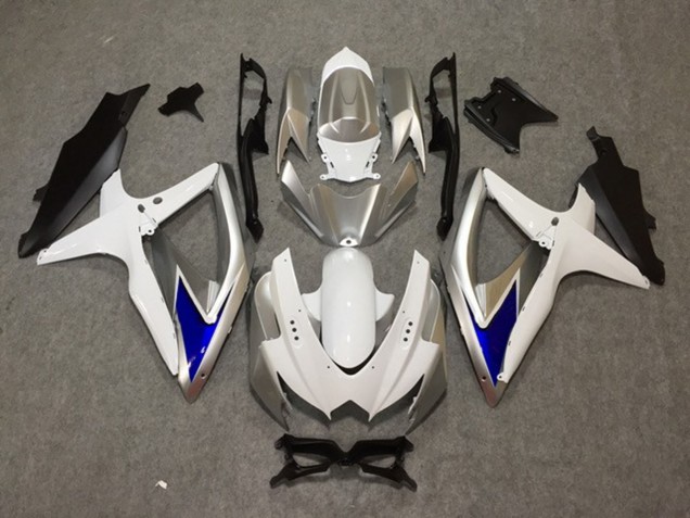 Silver White Blue 2008-2010 Suzuki GSXR 600-750 Motorcycle Fairings Silver White Blue 2008-2010 Suzuki GSXR 600-750 Motorcycle Fairings