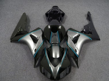 Silver with Blue Pin Stripe 2006-2007 Honda CBR1000RR Motorcycle Fairings