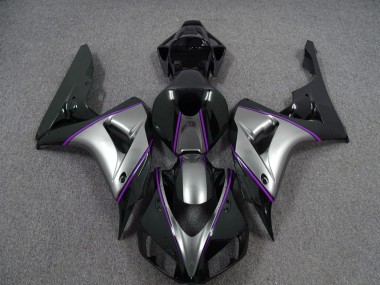 Silver with Dark Purple Pin Stripe 2006-2007 Honda CBR1000RR Motorcycle Fairings