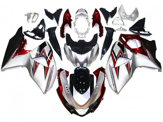 Silver with Red Hints 2009-2016 Suzuki GSXR 1000 Motorcycle Fairings Silver with Red Hints 2009-2016 Suzuki GSXR 1000 Motorcycle Fairings