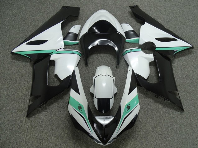 Teal white and Black 2005-2006 Kawasaki ZX6R Motorcycle Fairings Teal white and Black 2005-2006 Kawasaki ZX6R Motorcycle Fairings
